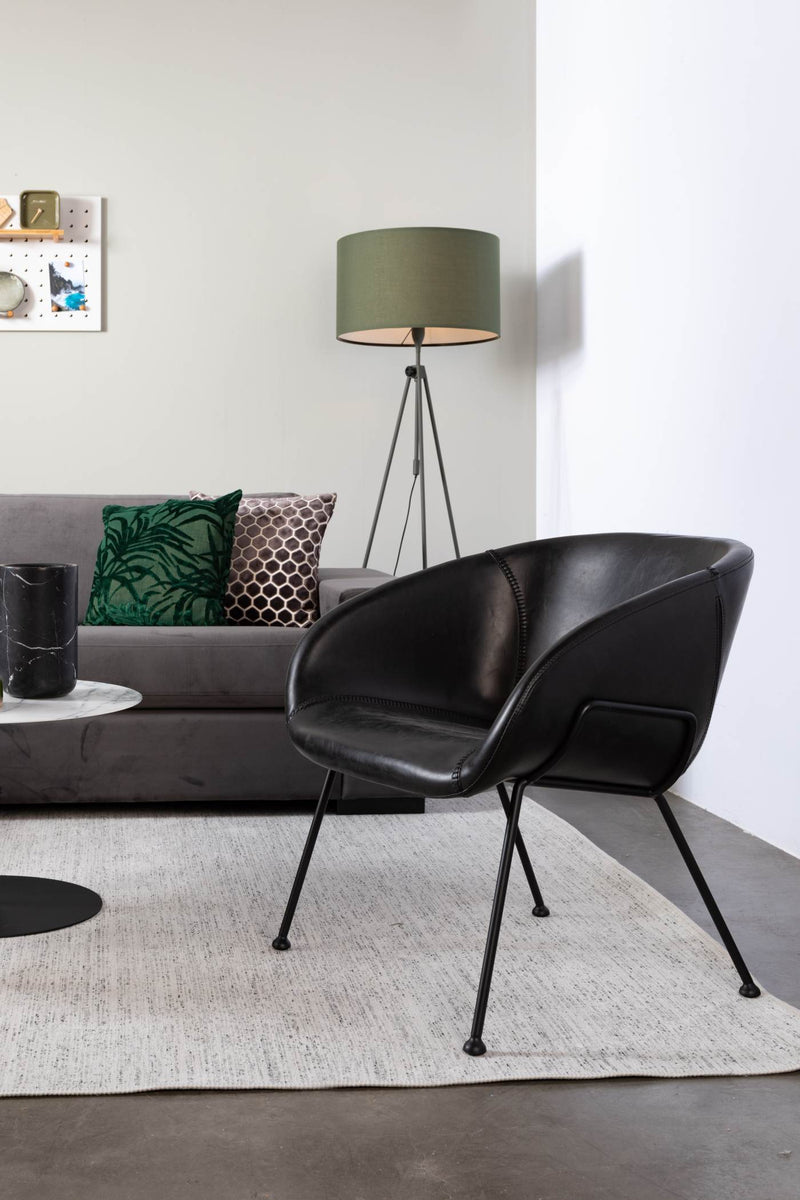 Lounge Sessel FESTON Kunstleder Schwarz von ZUIVER 