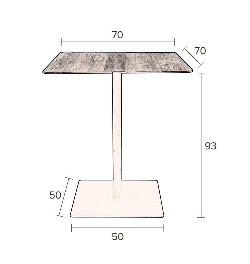 Bistrotisch BRAZA SQUARE BROWN von DUTCHBONE Platte recycelte Eiche
