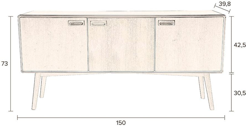 Sideboard JUJU HIGH Walnuss furniert von DUTCHBONE