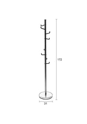 Garderobenständer HOOKED Satin Nickel mit 8 Haken