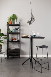 Barhocker TANGLE Schwarz - Metall und Teakholz