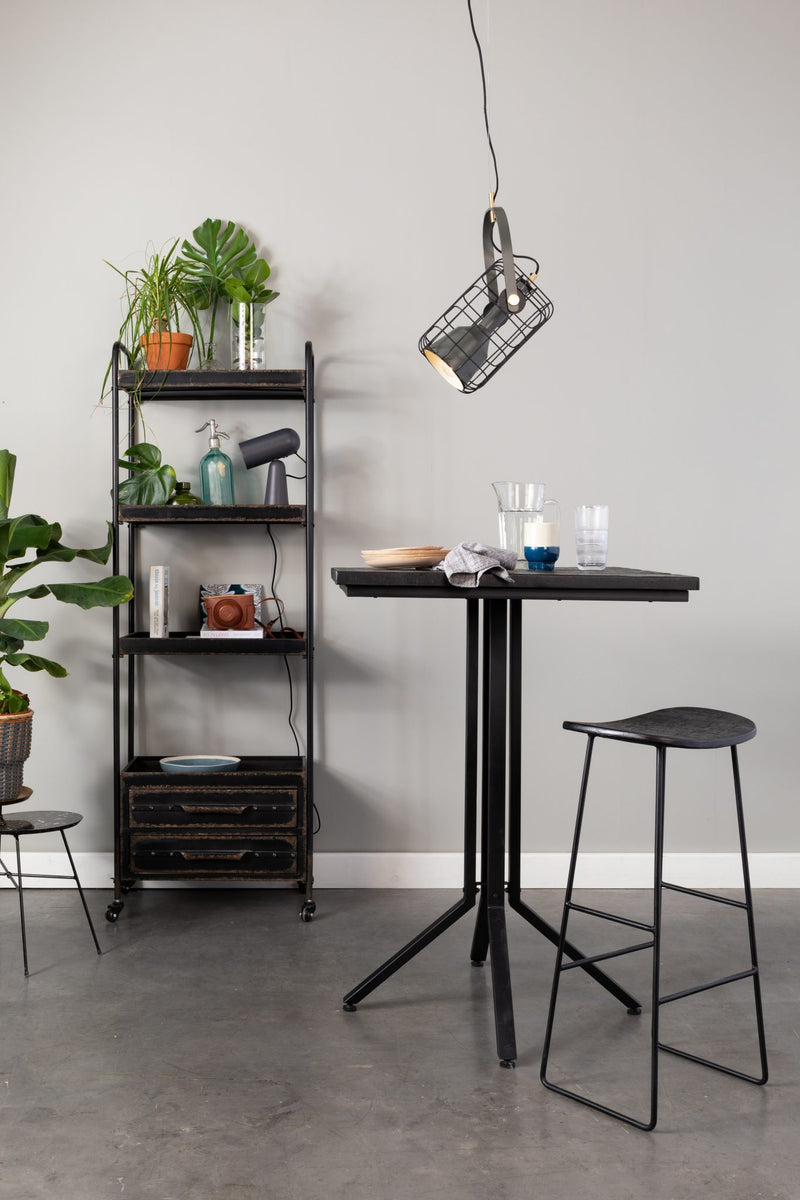 Barhocker TANGLE Schwarz - Metall und Teakholz