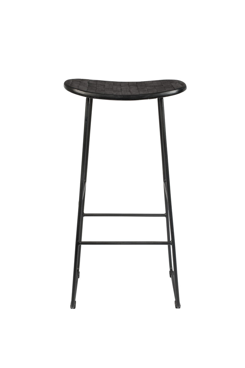 Barhocker TANGLE Schwarz - Metall und Teakholz