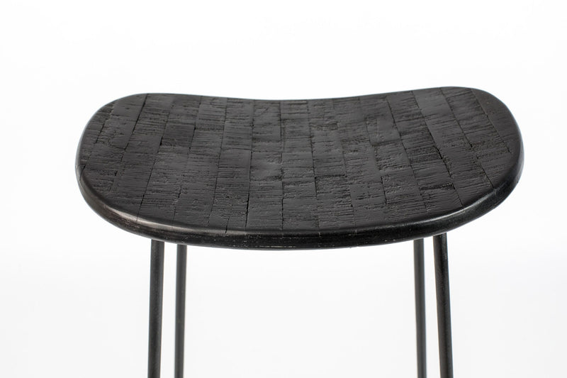 Barhocker TANGLE Schwarz - Metall und Teakholz