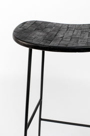 Barhocker TANGLE Schwarz - Metall und Teakholz