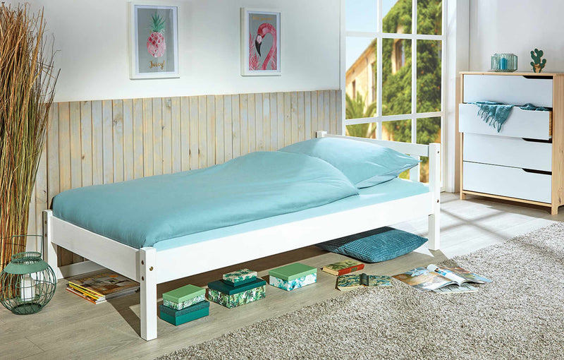 Bett VILMAR Futonbett 90 x 200 Kiefer massiv Weiß lackiert