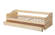 Kinderbett Sofabett MALTE natur mit Schublade 90 x 200 Kiefer massiv