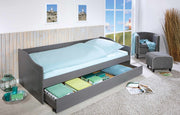 Sofabett Kinderbett MALTE grau mit Schublade 90 x 200 Kiefer massiv