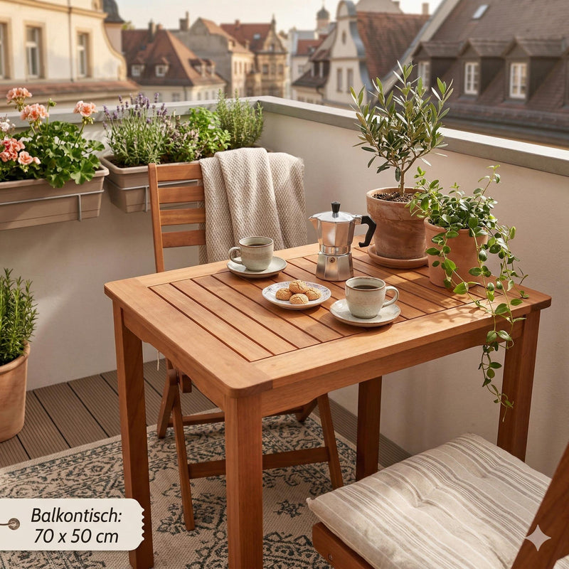 Gartentisch Balkontisch PITTSBURGH 70 x 50 cm aus Eukalyptus — Trendmöbel24