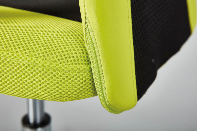 Jugenddrehstuhl Drehstuhl DONNY Mesh Lime-Green mit Armlehnen