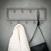 Hakenleiste JON mit 9 Haken Wandgarderobe im Dark-Silver-Finish