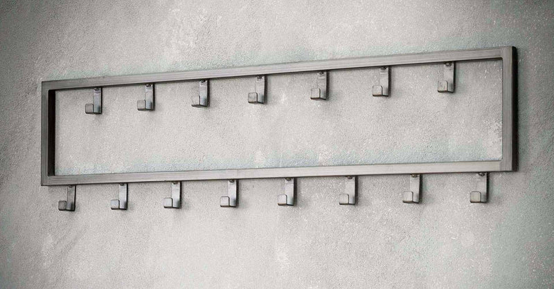 Hakenleiste JON mit 15 Haken Wandgarderobe im Dark-Silver-Finish