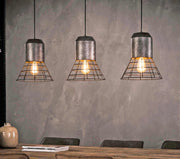 Pendelleuchte Hängeleuchte SHUTTLE mit 3 Schirmen Silber Antik Look