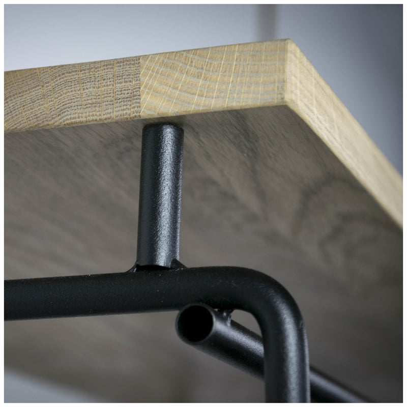 Wandgarderobe CLINT 3 Schwarz lackiert mit Hutablage aus Eichenholz