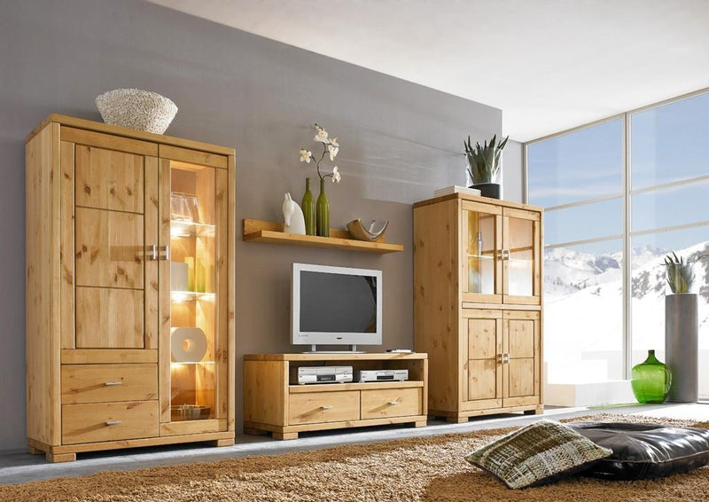 TV-Kommode VITA 120 cm Lowboard mit 2 Schubladen Kiefer massiv
