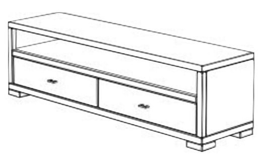 TV-Kommode VITA 160 cm Lowboard mit zwei Schubladen in Gesamtansicht von vorne.