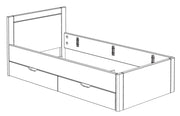 Massivholzbett VITA XL 100 x 200 cm Kiefer mit 2 Schubladen