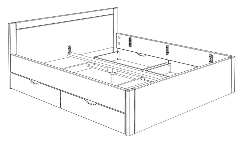 Doppelbett VITA XL 180 x 200 cm mit 4 Schubladen Kiefer Massivholz