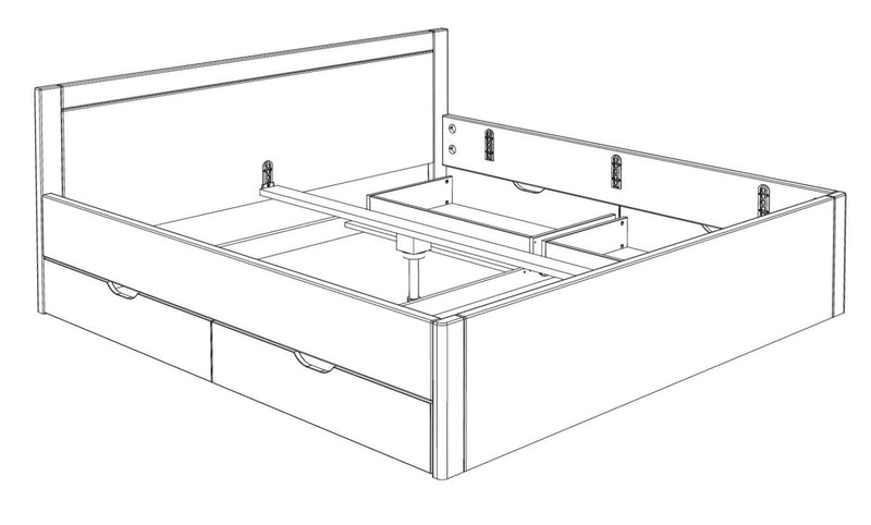Massivholzbett VITA XL 200 x 200 Doppelbett mit Schubladen aus Kiefer