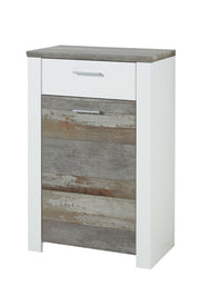 Schuhschrank MATEO 68 cm - Weiß mit Driftwood Nachbildung