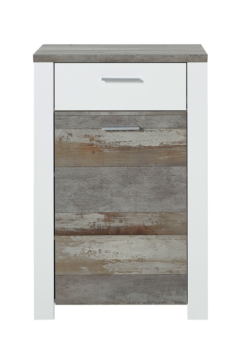 Schuhschrank MATEO 68 cm - Weiß mit Driftwood Nachbildung