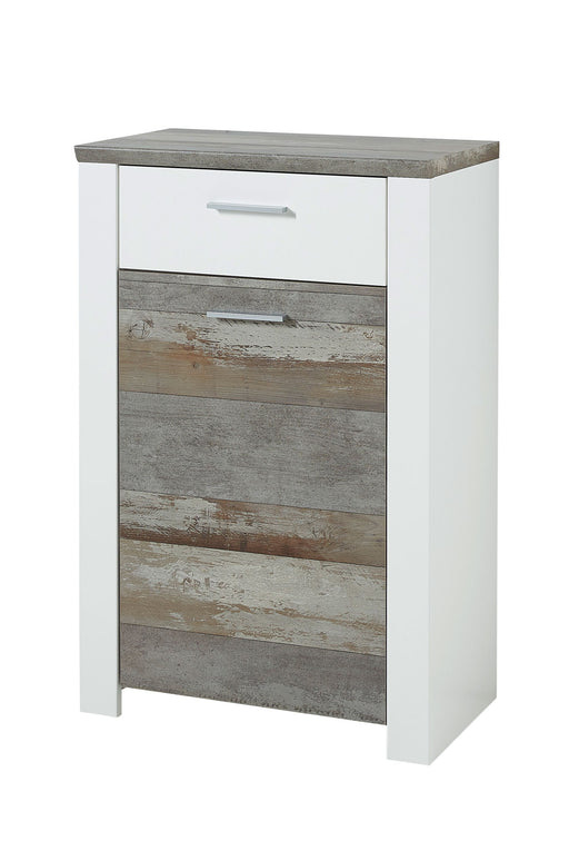 Schuhschrank MATEO 68 cm - Weiß mit Driftwood Nachbildung