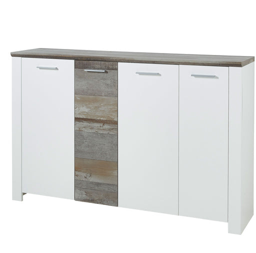 Schuhschrank MATEO 163 cm - Weiß mit Driftwood Nachbildung