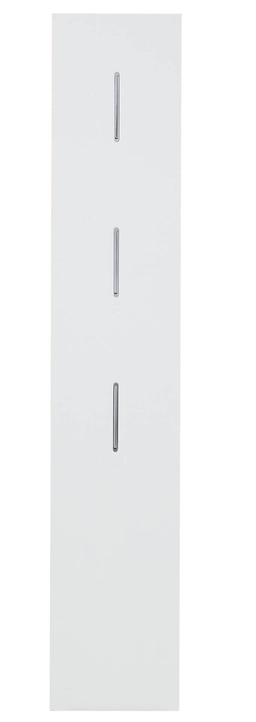 Garderobenpaneel MATEO 31 cm weiß in Gesamtansicht mit drei vertikal angeordneten Metallhaken.