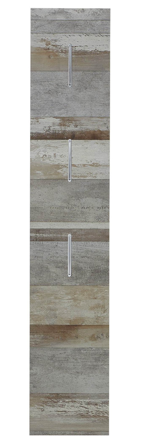 Garderobenpaneel MATEO 31 cm Driftwood Nachbildung mit 3 Haken in Gesamtansicht von vorne mit vertikalen Metallarmen.