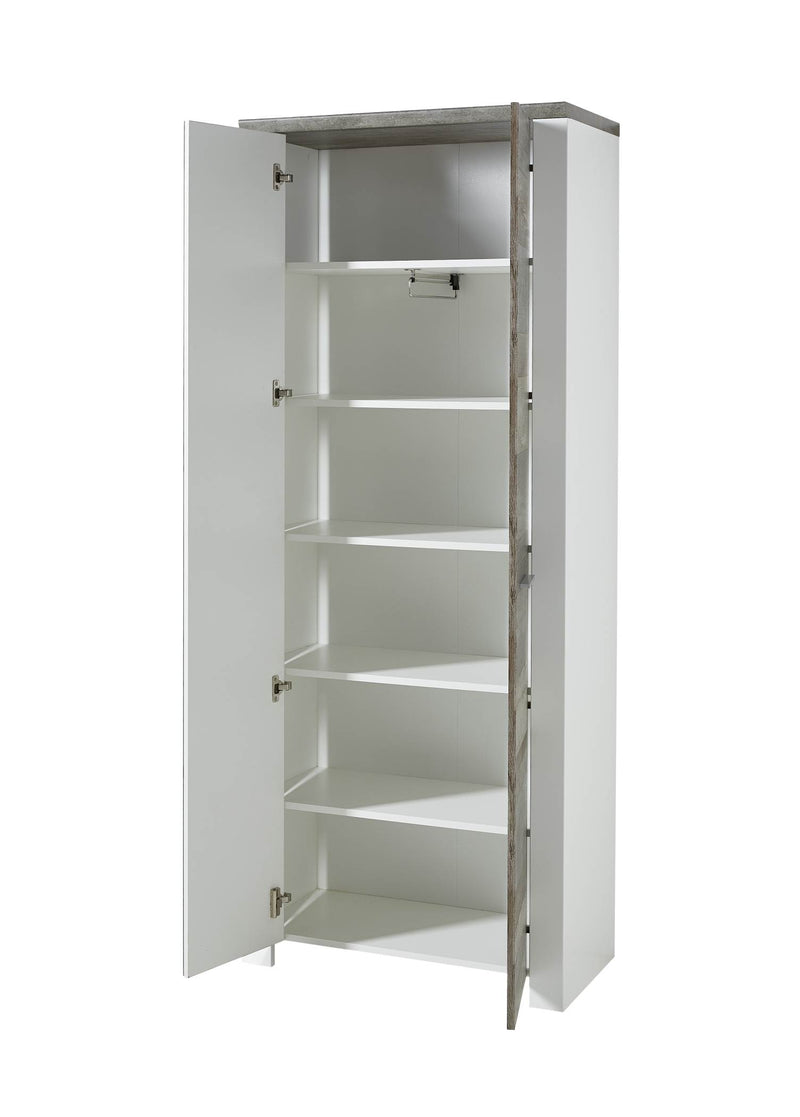 Garderobenset MATEO WD82 weiß Absetzung Driftwood Nachbildung
