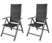 2 Stück Gartensessel Comfort 6-fach verstellbar gepolstert schwarz 