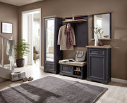 Dielenschrank JASMIN mit Spiegel Farbe Graphit Absetzung Artisan Eiche