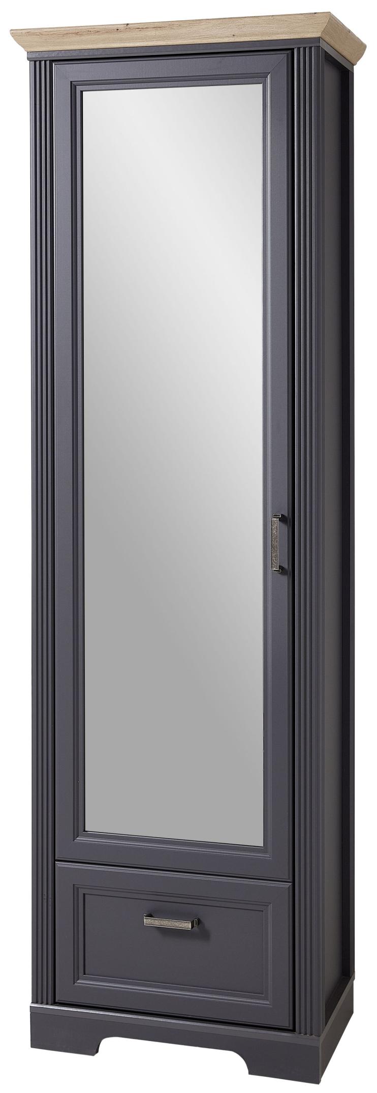 Dielenschrank JASMIN mit Spiegel Farbe Graphit Absetzung Artisan Eiche