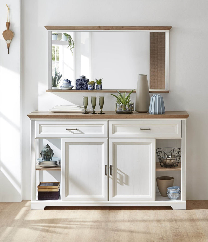 Sideboard JASMIN Pinie weiß Nachbildung mit offenen Fächern