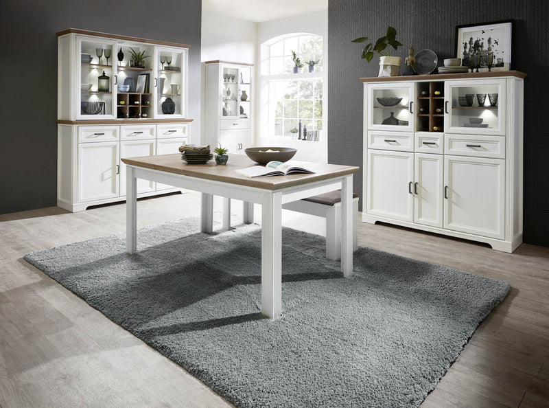 Highboard JASMIN Pinie weiß Nachbildung mit offenen Fächern