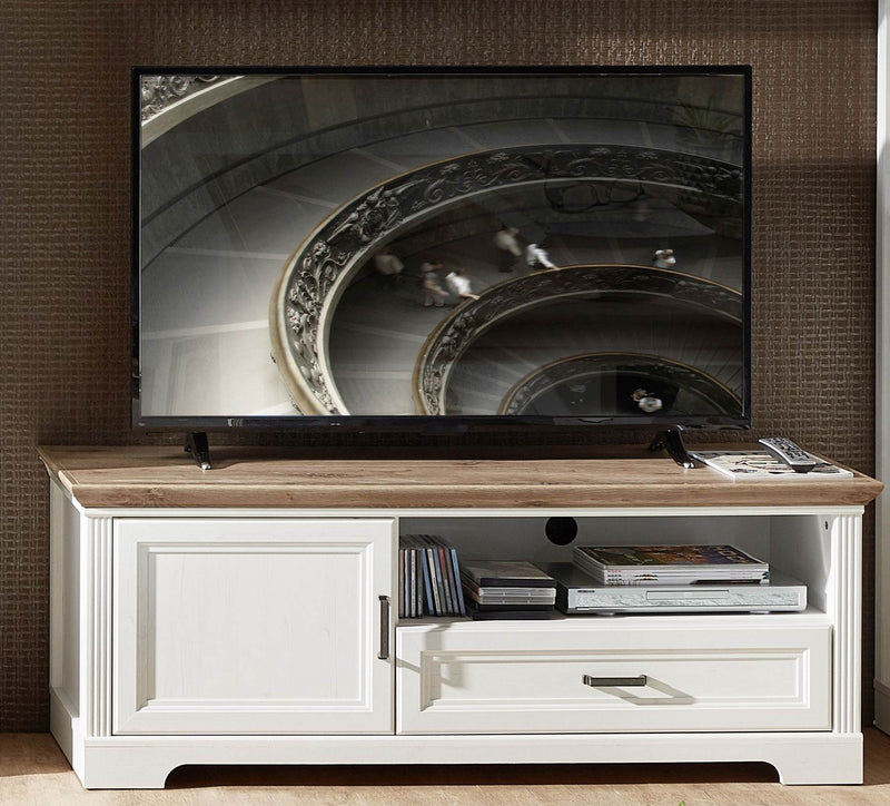 TV Lowboard JASMIN 143 cm Pinie weiß Nachbildung