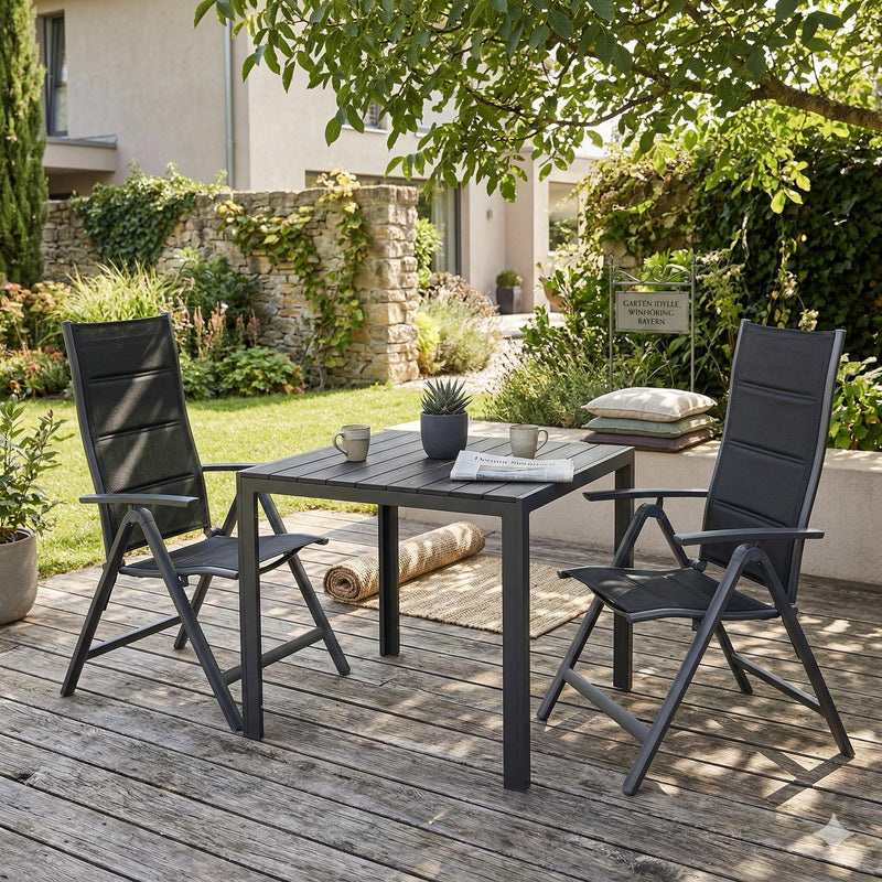 Gartentisch Comfort 90 x 90 cm mit Nonwood Platte Gestell Aluminium — Trendmöbel24