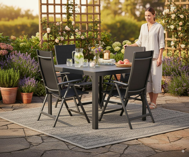 Gartentisch Comfort 80 x 80 cm mit Nonwood Platte Gestell Aluminium — Trendmöbel24
