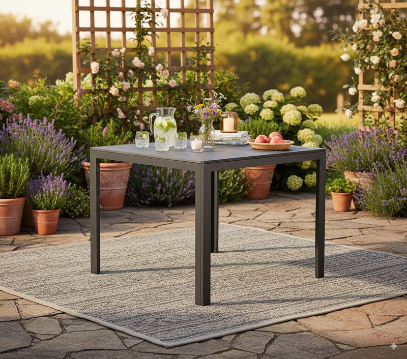 Gartentisch Comfort 80 x 80 cm mit Nonwood Platte Gestell Aluminium
