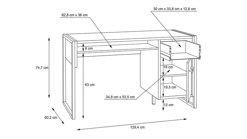 Schreibtisch HUD 1-trg. Holzoptik stabverleimte Wildeiche