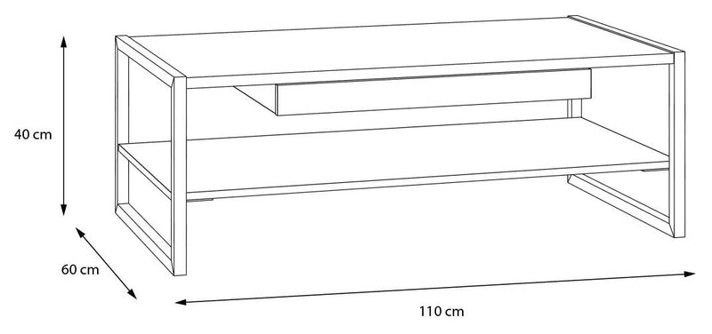 Couchtisch HUD 111 x 60 cm Holzoptik stabverleimte Wildeiche
