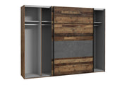 Schwebtürenschrank CLIF 270cm Optik Old Wood Vintage von Forte