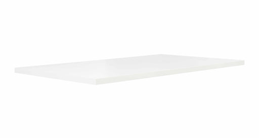 Tischplatte BIEL Weiß matt in Gesamtansicht von schräg oben.