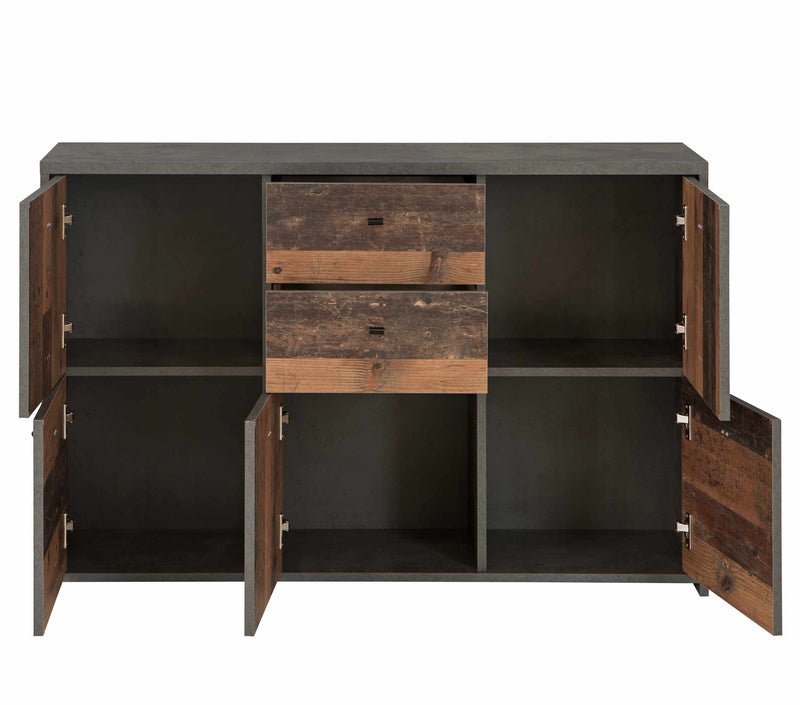 Kommode BEST CHEST K233 5-trg. 2 Schubladen Optik Old Wood Vintage