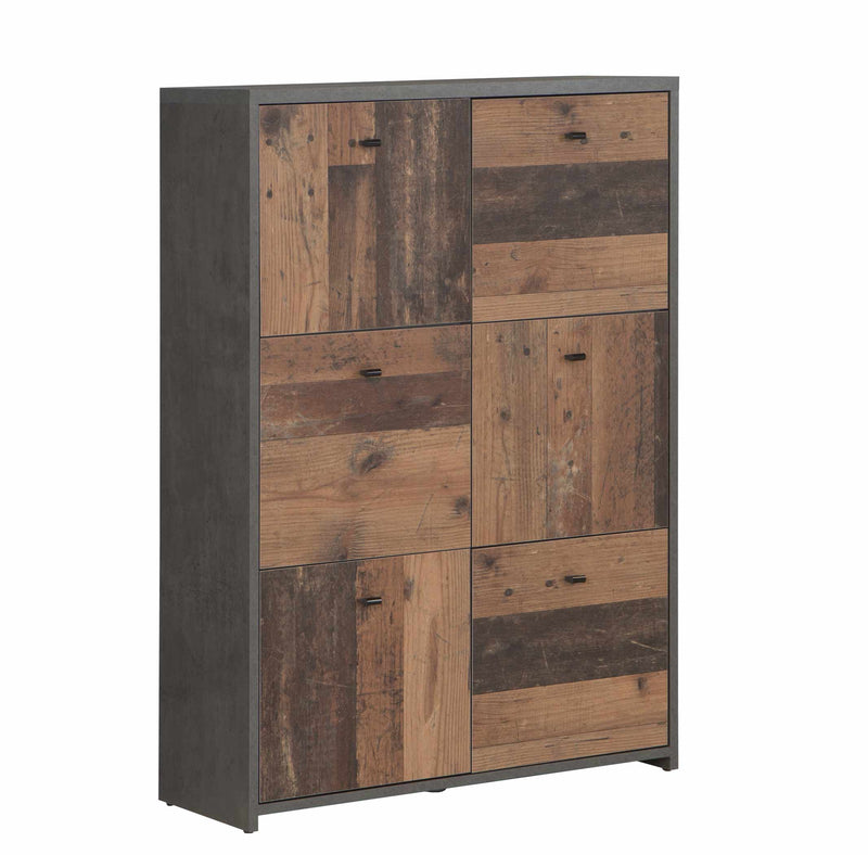 Kommode BEST CHEST K321 mit 6 Türen Optik Old Wood Vintage von Forte