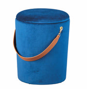 Polsterhocker PAPUA Samtbezug Blau Hocker mit Stauraum