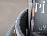 Polsterhocker NEVIS Hocker mit Samtbezug in Grau und viel Stauraum