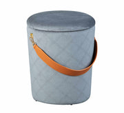 Polsterhocker NEVIS Hocker mit Samtbezug in Grau und viel Stauraum