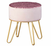 Polsterhocker Hocker BELIZE mit Samt und Wendepailletten in Rosa