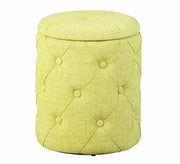 Hocker YAPAK Polsterhocker mit Stoffbezug in Grün und Knopfheftung